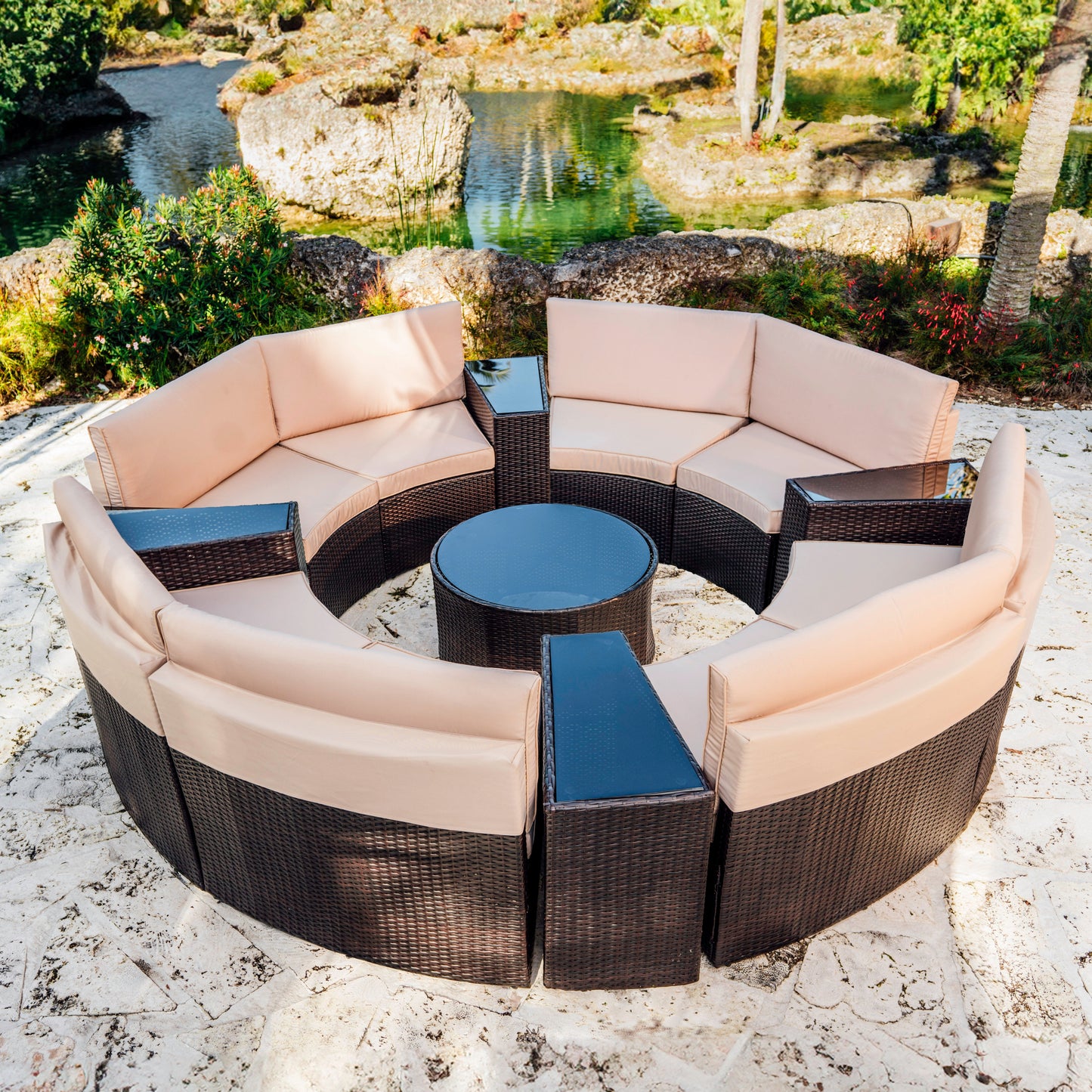 Sunscape 4 Piece Patio Conversation Full Circle Sofa Set