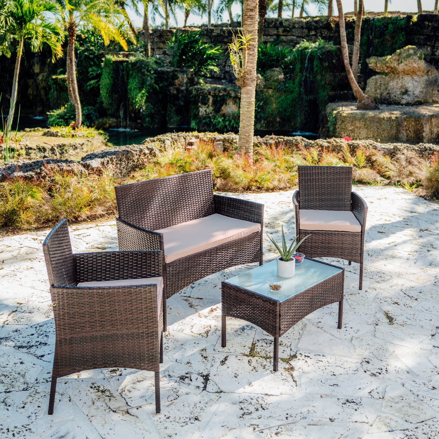 Sunscape 4 PIECE PATIO WICKER CONVERSATION SET