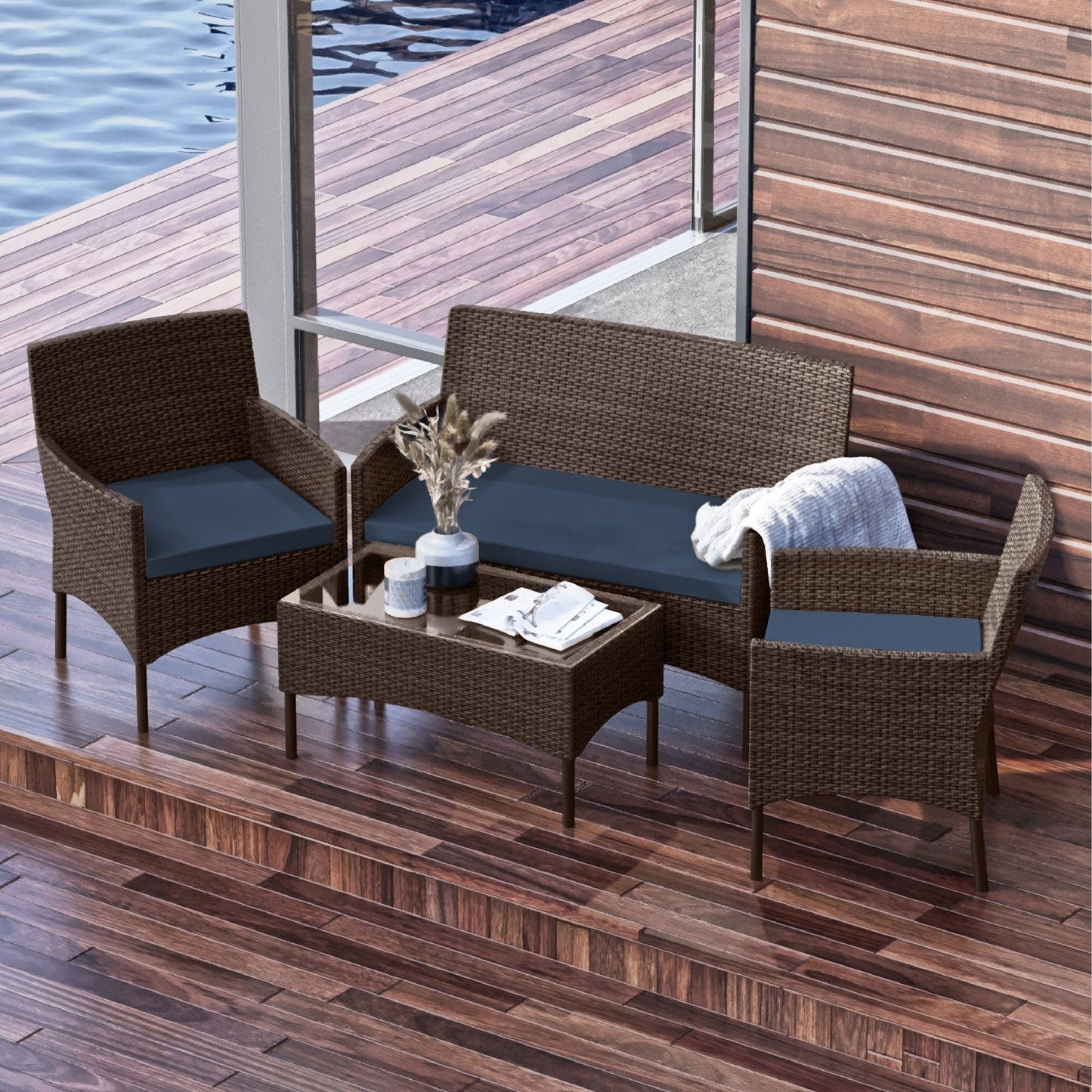 Sunscape 4 PIECE PATIO WICKER CONVERSATION SET
