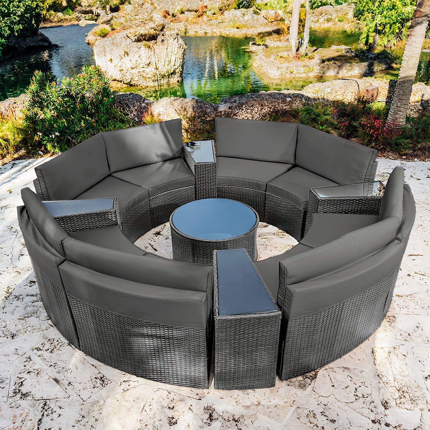 Sunscape 4 Piece Patio Conversation Full Circle Sofa Set