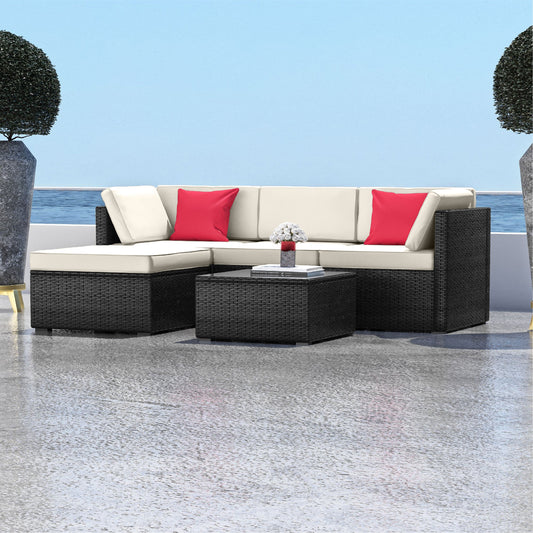 Sunscape 5 Piece Patio Furniture Corner Sofa Set