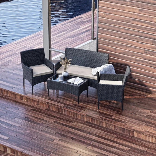 Sunscape 4 PIECE PATIO WICKER  CONVERSATION SET