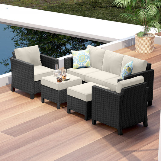 Sunscape 5 Piece Patio Furniture Wicker Conversation Set