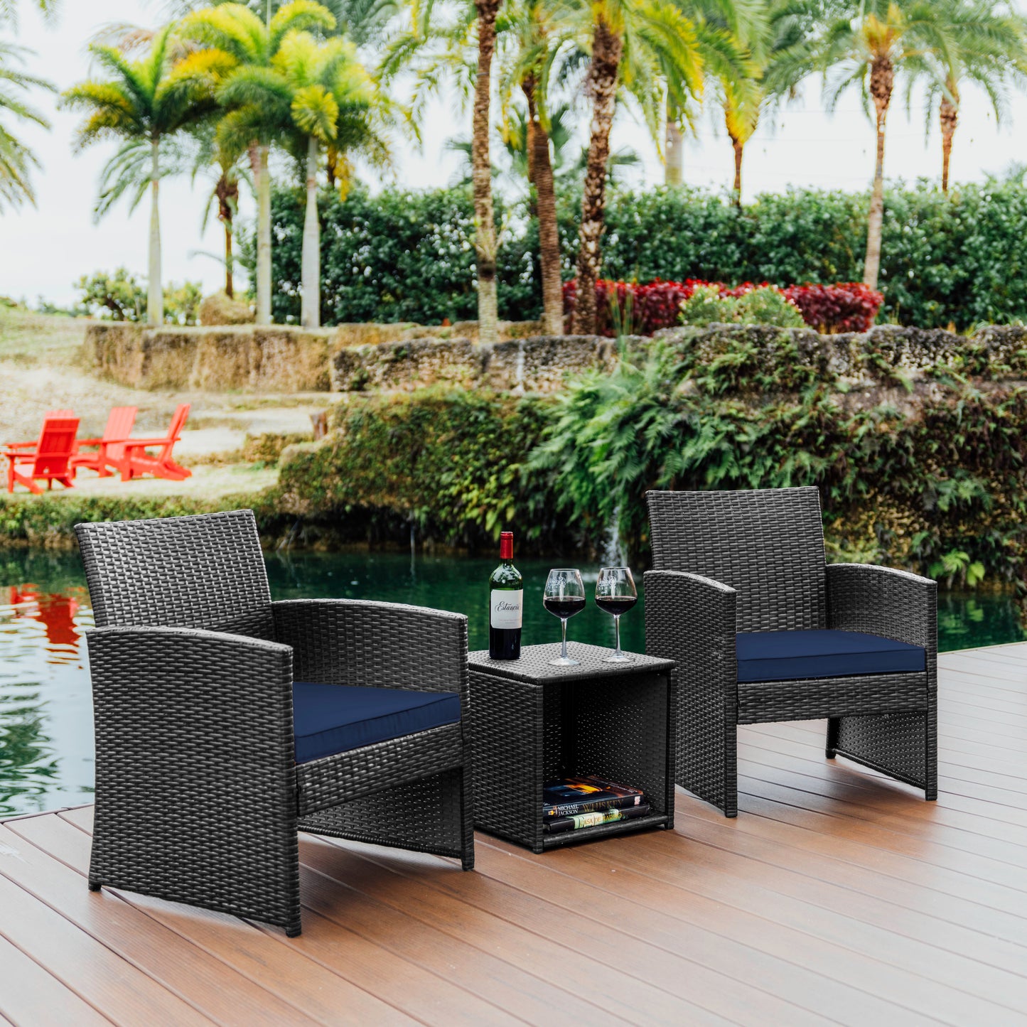 Sunscape 3 Piece Patio Furniture Wicker Conversation Set
